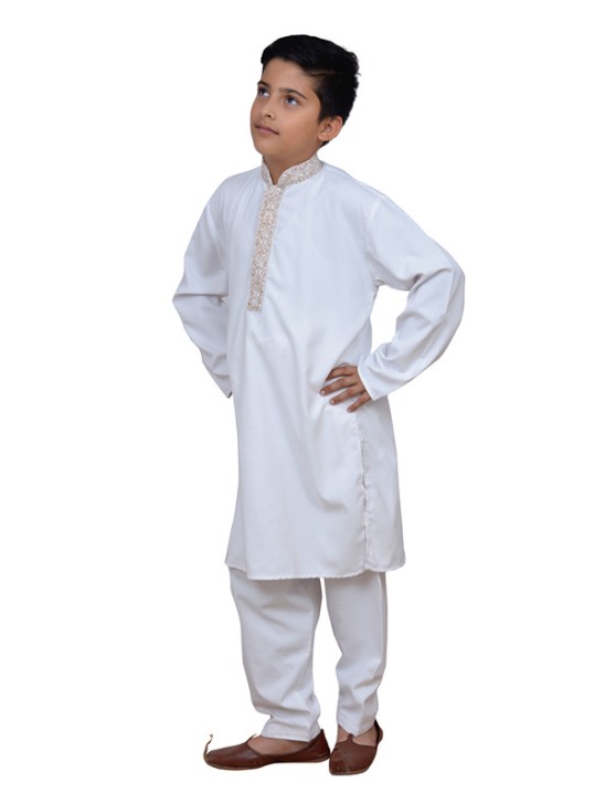OFF WHITE YOUNG BOYS READY MADE SALWAR SUIT OFF WHITE YOUNG BOYS READY MADE SALWAR SUIT