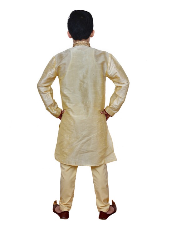 GOLD BEIGE EMBROIDERED KURTA AND PYJAMA BOYS WEAR READY MADE SUIT GOLD BEIGE EMBROIDERED KURTA AND PYJAMA BOYS WEAR READY MADE SUIT
