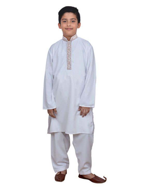 OFF WHITE YOUNG BOYS READY MADE SALWAR SUIT OFF WHITE YOUNG BOYS READY MADE SALWAR SUIT