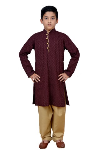 MAROON EMBROIDERED CHIKANKARI KURTA SHALWAR 