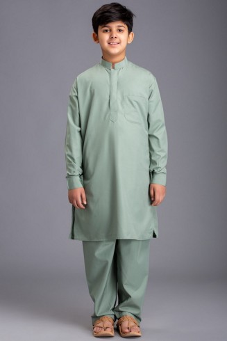 OLIVE GREEN BANGALI YOUNG BOYS SHALWAR KAMEEZ SUIT
