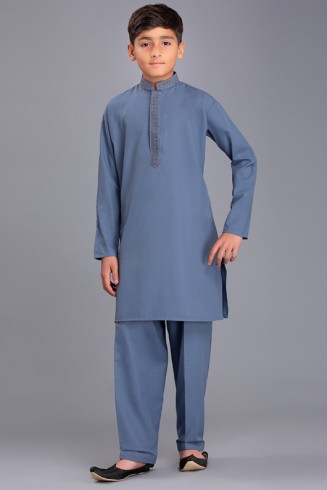 Coral Blue Pakistani Boys Salwar kameez