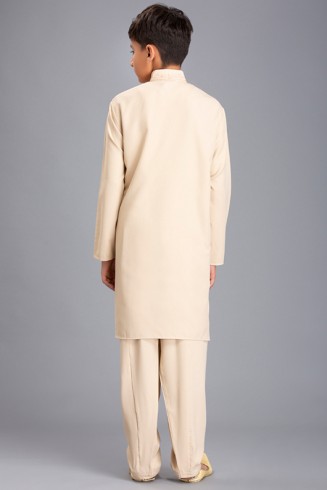 BEIGE PAKISTNAI SALWAR KAMEEZ BOYS SUIT FOR EID