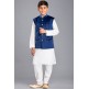 WHITE KURTA SHALWAR & BLUE WAISTCOAT PAKISTANI BOYS WEAR SUIT WHITE KURTA SHALWAR & BLUE WAISTCOAT PAKISTANI BOYS WEAR SUIT