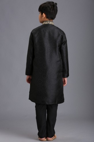 BLACK PAKISTANI DESIGNER BOYS KURTA SHALWAR 