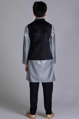GREY AND BLACK CHILDREN SHALWAR KAMEEZ WAISTCOAT SUIT