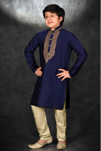 NAVY BLUE ETHNIC PAKISTANI BOYS READYMADE KURTA PAJAMA