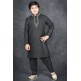 Black Embroidered Boys Kurta Suit