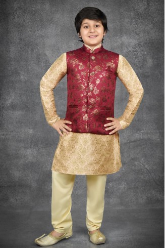 Maroon Ethnic Indian Kids Wear Waistcoat