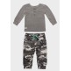 Charcoal Grey Boys Designer Top + Camo Pants Set Charcoal Grey Boys Designer Top + Camo Pants Set