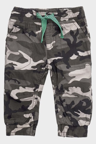 Charcoal Grey Boys Designer Top + Camo Pants Set