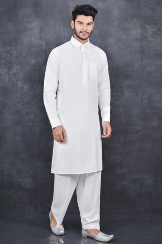 CREAM INDIAN PAKISTANI MEN'S DESIGNER SALWAR KAMEEZ