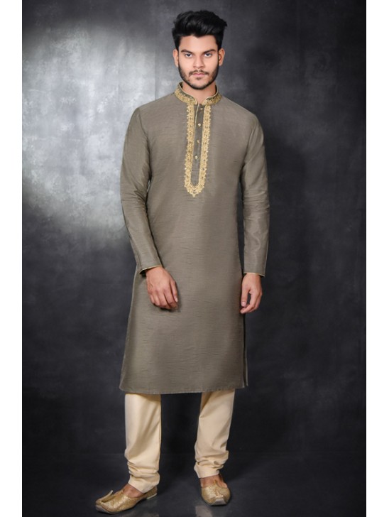 KHAKHI & BEIGE KURTA AND PAJAMA READY MADE SUIT KHAKHI & BEIGE KURTA AND PAJAMA READY MADE SUIT