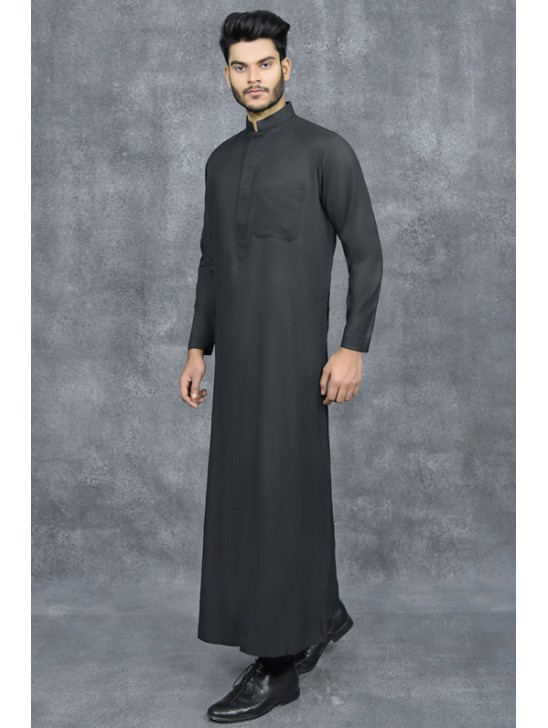 Mens JubbaThobes Black Emirati Style Kaftan Mens JubbaThobes Black Emirati Style Kaftan