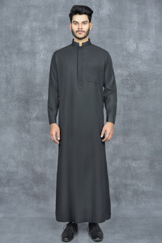 Mens JubbaThobes Black Emirati Style Kaftan