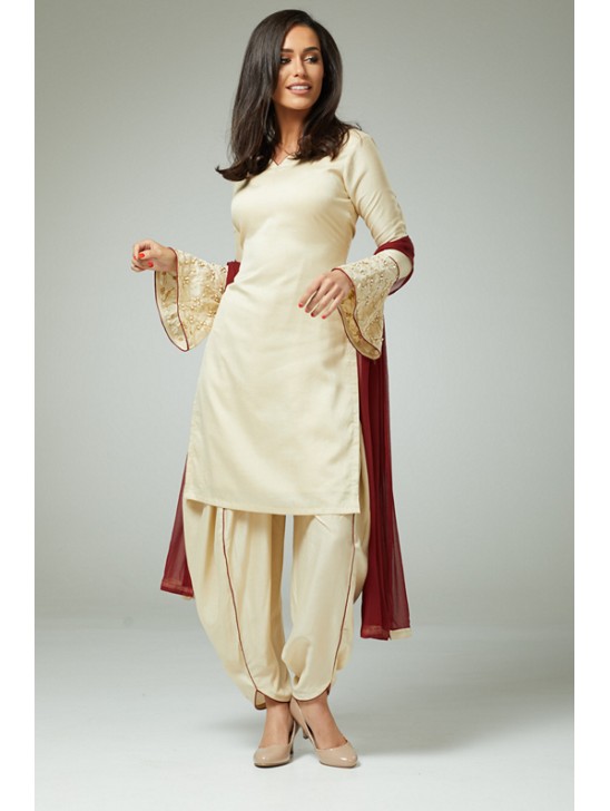 CREAM FEMININE STYLISH READYMADE SALWAR SUIT CREAM FEMININE STYLISH READYMADE SALWAR SUIT