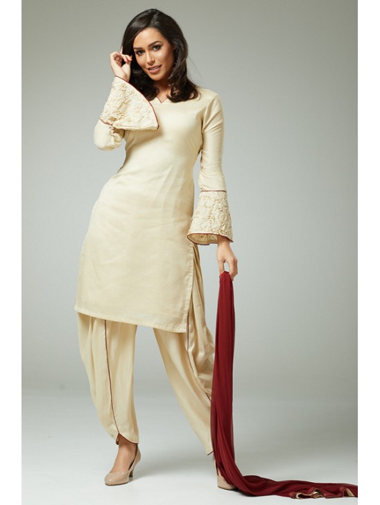 CREAM FEMININE STYLISH READYMADE SALWAR SUIT CREAM FEMININE STYLISH READYMADE SALWAR SUIT