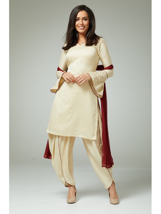 CREAM FEMININE STYLISH READYMADE SALWAR SUIT CREAM FEMININE STYLISH READYMADE SALWAR SUIT