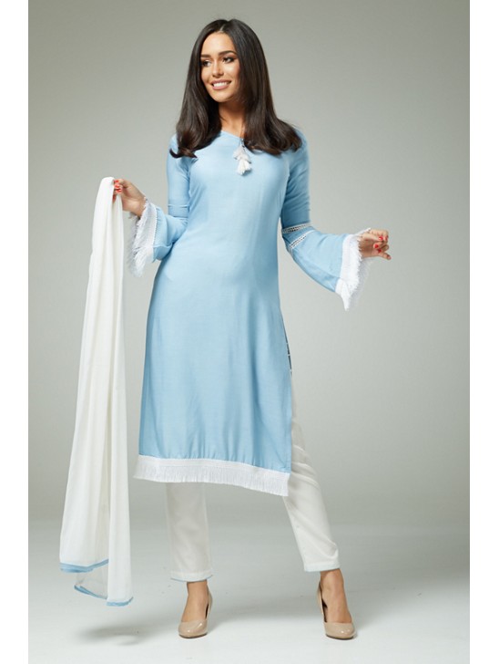 UNIQUE SKY BLUE AND WHITE PAKISTANI DESIGNER READYMADE SALWAR SUIT UNIQUE SKY BLUE AND WHITE PAKISTANI DESIGNER READYMADE SALWAR SUIT
