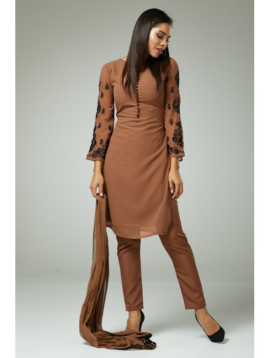 BROWN PUNJABI STYLE READYMADE SALWAR SUIT BROWN PUNJABI STYLE READYMADE SALWAR SUIT