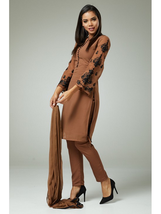 BROWN PUNJABI STYLE READYMADE SALWAR SUIT BROWN PUNJABI STYLE READYMADE SALWAR SUIT