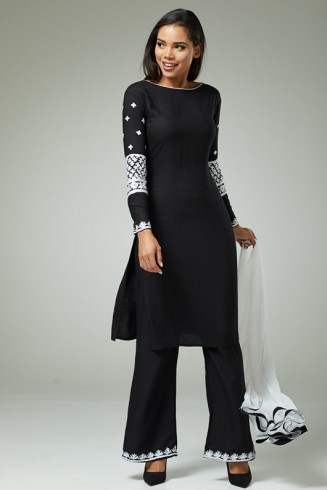 BLACK PAKISTANI STYLE PALAZZO STYLE SUIT
