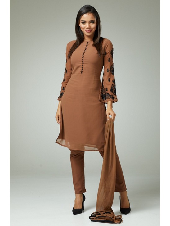 BROWN PUNJABI STYLE READYMADE SALWAR SUIT BROWN PUNJABI STYLE READYMADE SALWAR SUIT