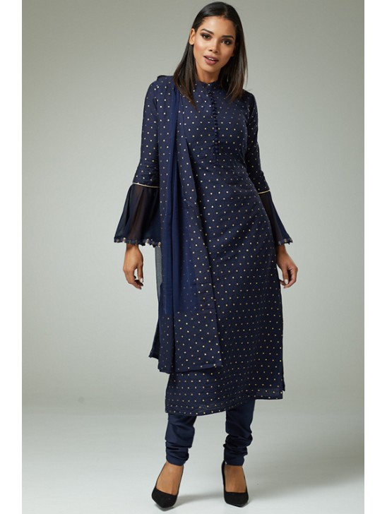 NAVY BLUE DESIGNER PARTY WEAR CHURIDAR SUIT NAVY BLUE DESIGNER PARTY WEAR CHURIDAR SUIT