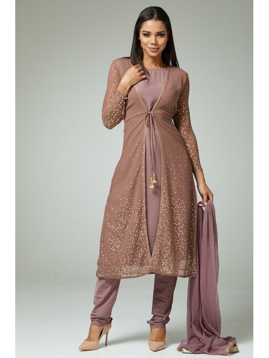 DEEP MAUVE INDIAN WEDDING JACKET STYLE READYMADE DRESS DEEP MAUVE INDIAN WEDDING JACKET STYLE READYMADE DRESS