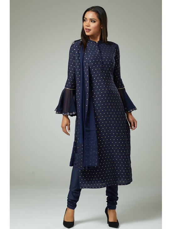 NAVY BLUE DESIGNER PARTY WEAR CHURIDAR SUIT NAVY BLUE DESIGNER PARTY WEAR CHURIDAR SUIT