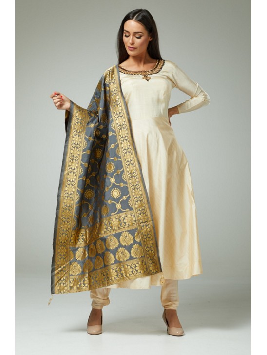 FAWN A LINE INDIAN BANARSI STYLE DUPATTA SALWAR KAMEEZ FAWN A LINE INDIAN BANARSI STYLE DUPATTA SALWAR KAMEEZ