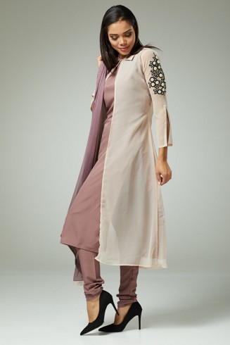 MAUVE JACKET STYLE MODISH SALWAR KAMEEZ
