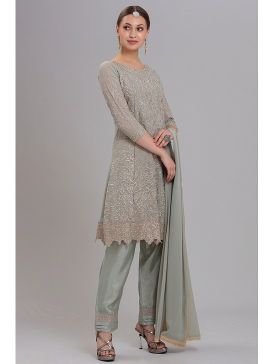 PISTA GREEN INDIAN WEDDING WEAR SKATER DRESS PISTA GREEN INDIAN WEDDING WEAR SKATER DRESS