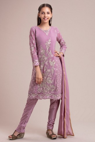 LILAC INDIAN WEDDING WEAR READYMADE GIRLS CHURIDAR SUIT