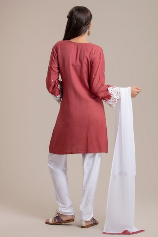 ROSE PINK INDIAN GIRLS PARTY WEAR READYMADE SALWAR KAMEEZ