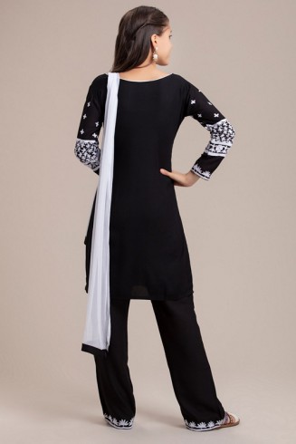 BLACK PAKISTANI DESIGNER READYMADE PALAZZO STYLE GIRLS SUIT