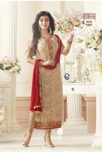 BEIGE AMIRAH INDIAN BOLLYWOOD STYLE CHURIDAAR SUIT