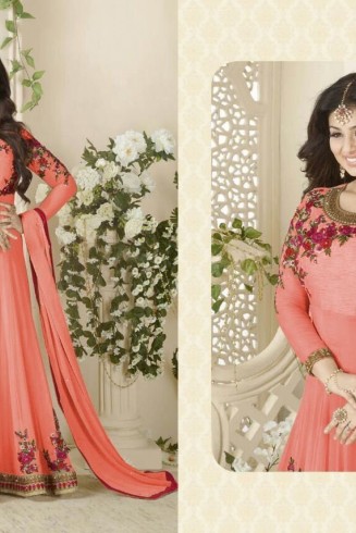 Orange Indian Designer Gown Party Wear Anarkali Suit