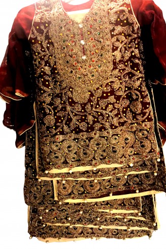 Maroon Girls Embroidered Chiffon Suit
