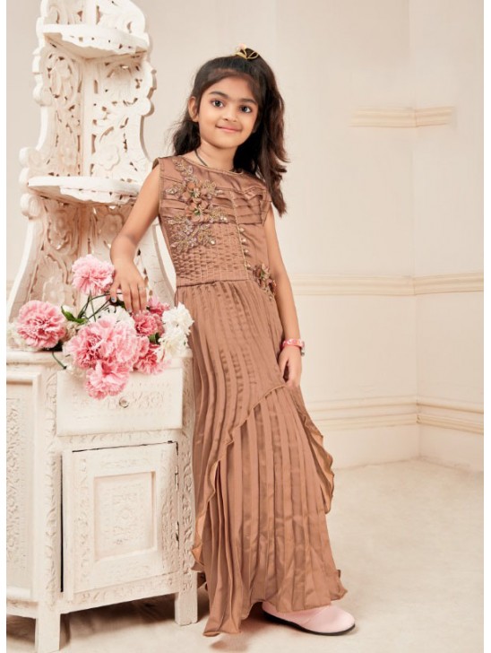 Brown Layered Style Kids Girls Party Dress Brown Layered Style Kids Girls Party Dress