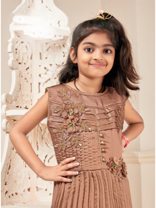 Brown Layered Style Kids Girls Party Dress Brown Layered Style Kids Girls Party Dress