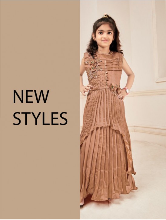 Brown Layered Style Kids Girls Party Dress Brown Layered Style Kids Girls Party Dress