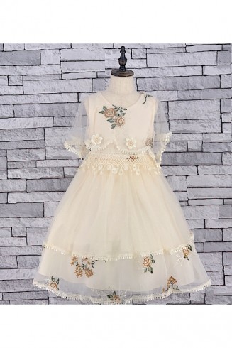 GIRLS CREAM GLITTER CAPE DRESS (3-13 YEARS)