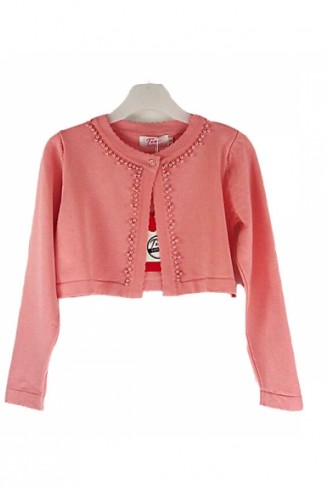 GIRLS KIDS PEACH DIAMANTE BOLERO