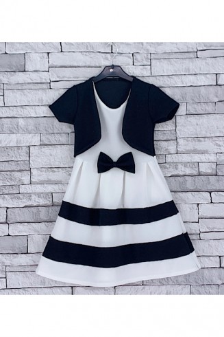 GIRLS MONOCHROME EMPIRE JACKET STYLE DRESS SET (2-14 YEARS)