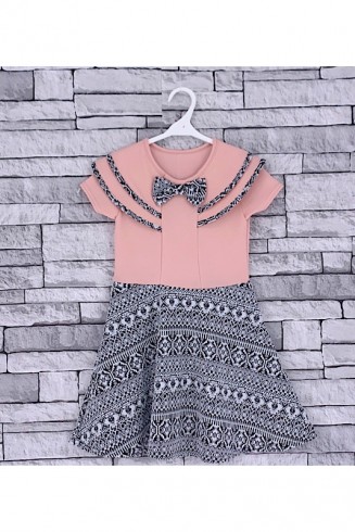 GIRLS SALMON AZTEC SKATER DRESS (2-12 YEARS)