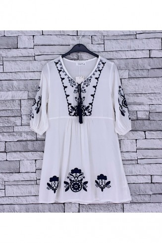 GIRLS WHITE KAFTAN DRESS (4-14 YEARS)