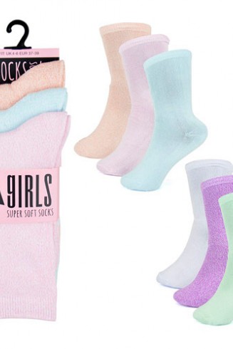 GIRLS 3 PACK SUPER SOFT SOCKS