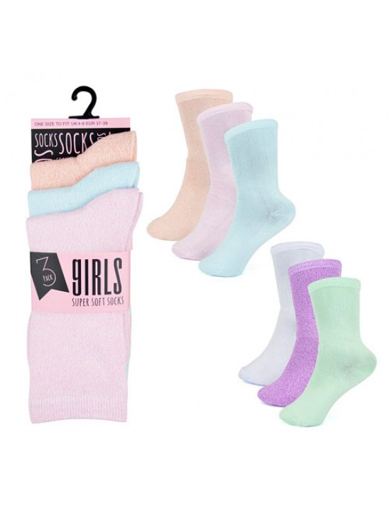 GIRLS 3 PACK SUPER SOFT SOCKS GIRLS 3 PACK SUPER SOFT SOCKS