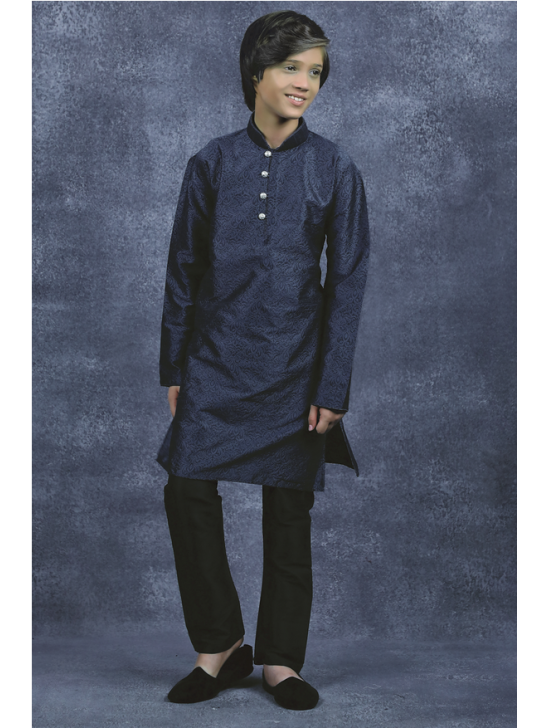 Boys Kurta Grey Kameez Black Shalwar For Eid Parties And Weddings